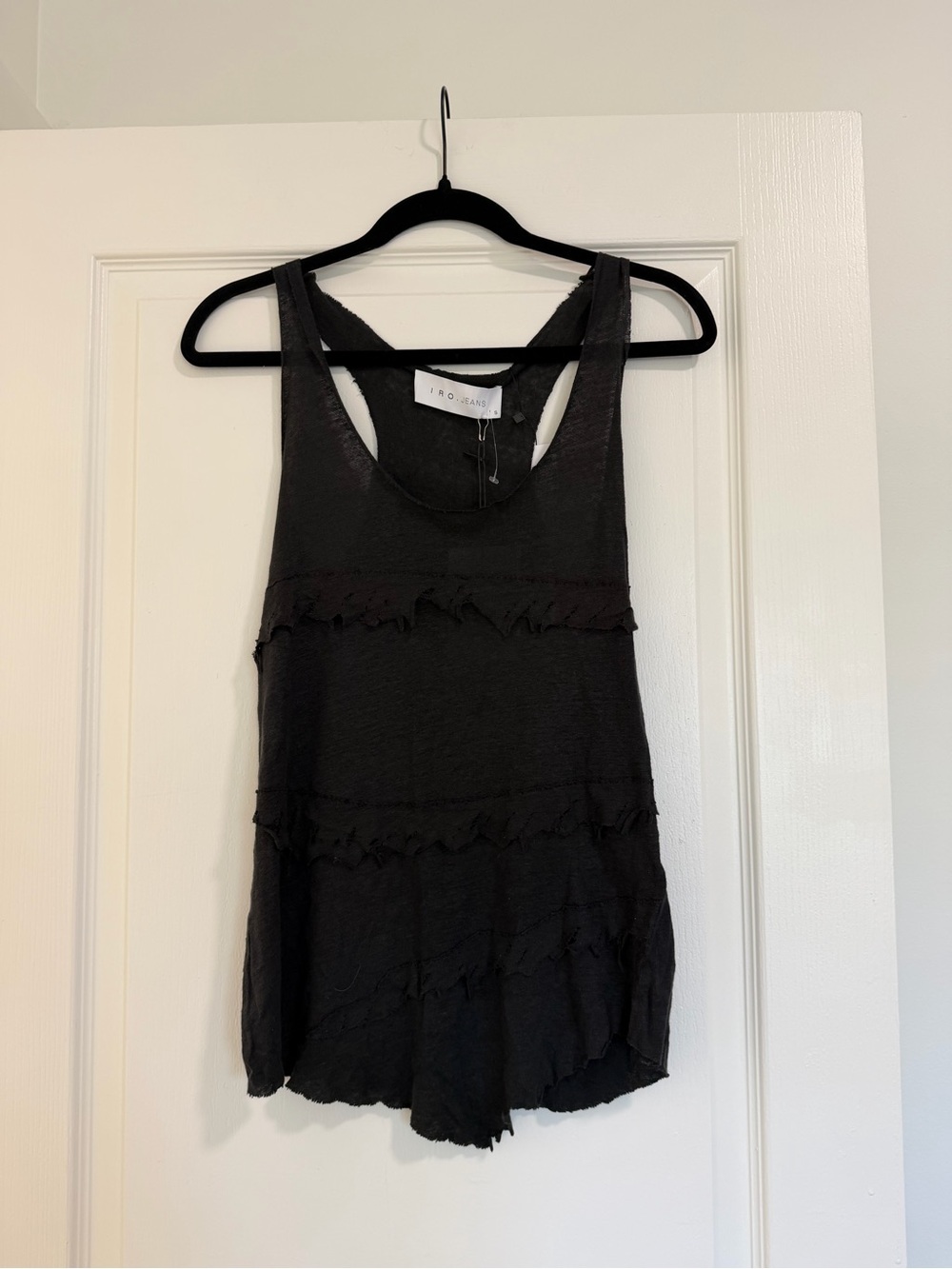 NWT IRO Black Ruffle Racerback Tank Top